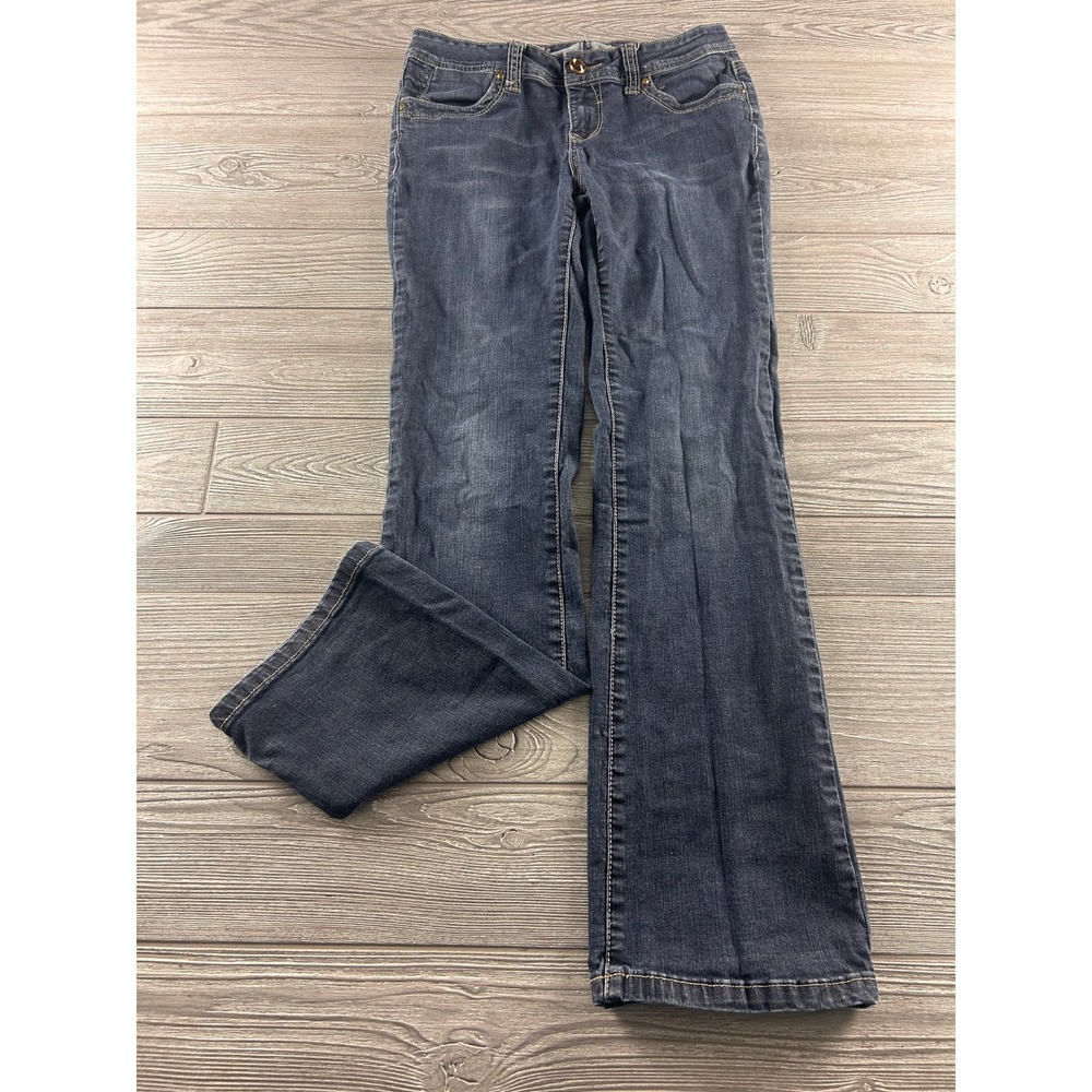 LA Idol USA Womens Dark Wash Bootcut Jeans Rhinestone Embellished Size 9 W31 L33